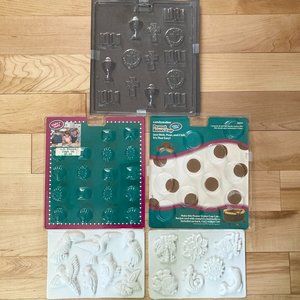 Candy Molds - 5 Molds; PB Cups, Religious, Tropical, Birds, Assortment - Vintage